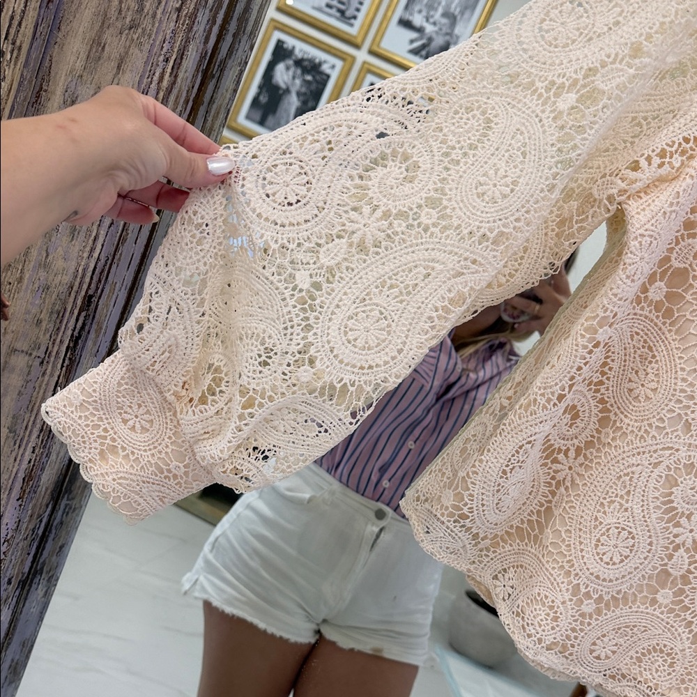 Source Unknown Delicate Lace Blouse - Light Pink - image 3